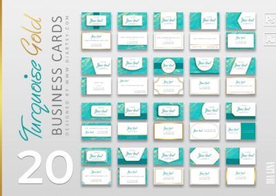 Business Card Design | Elegant Turquoise – Gold Bundle